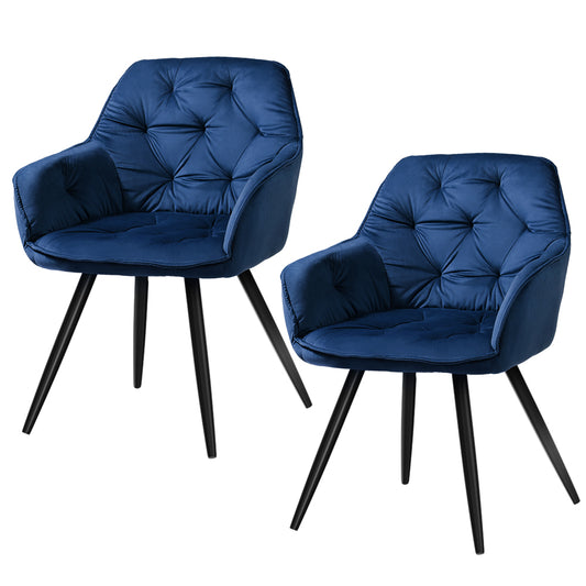 Artiss Dining Chairs Velvet Blue Set of 2 Calivia