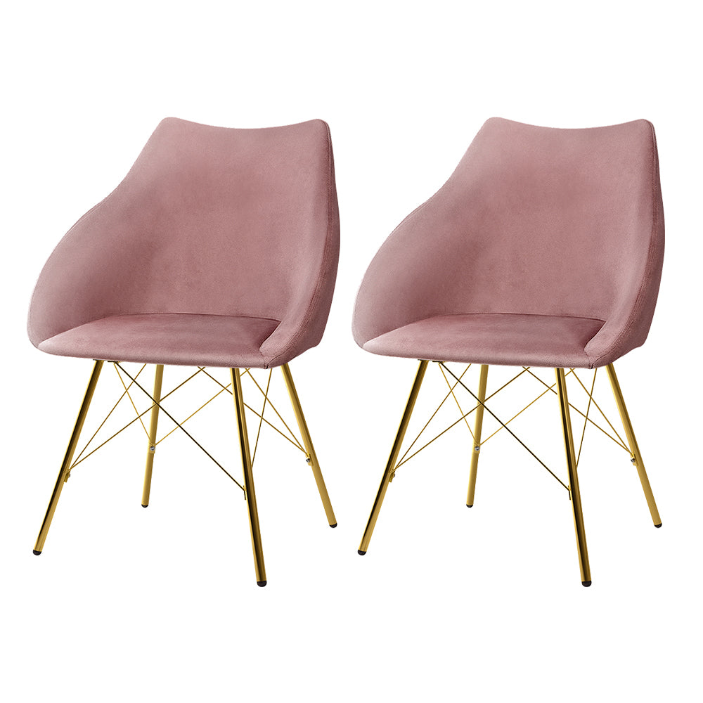 Artiss Set of 2 Valisa Dining Chairs Kitchen Chairs Upholstered Velvet Pink