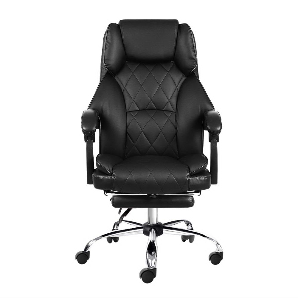 Artiss Executive Office Chair Leather Footrest Black