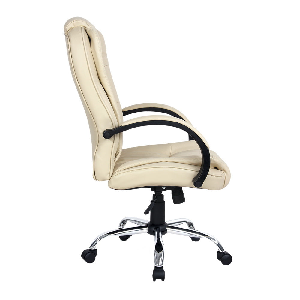 Artiss Executive Office Chair Leather Tilt Beige