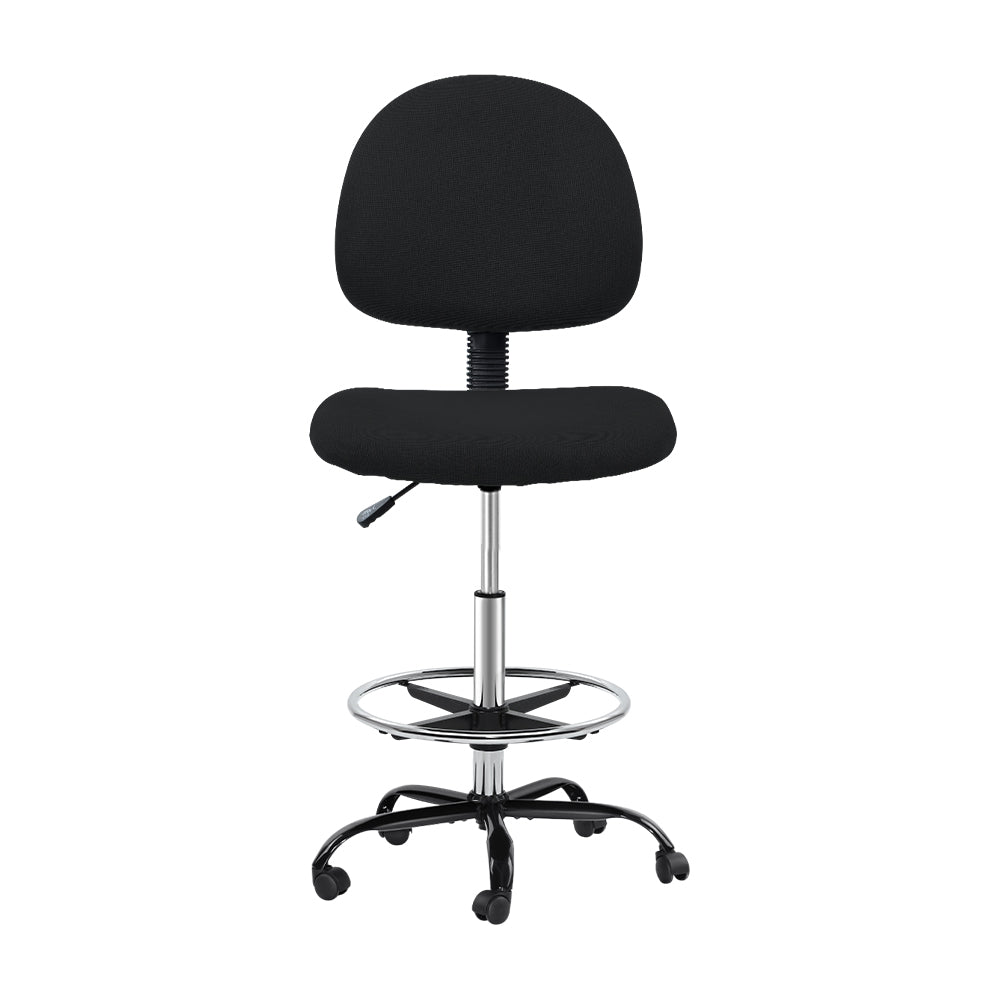 Artiss Office Chair Drafting Stool Fabric Chairs Black