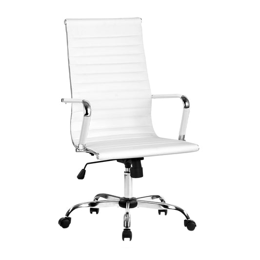 Artiss Office Chair PU Leather High Back White