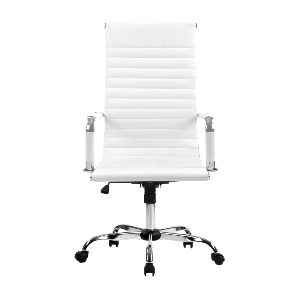 Artiss Office Chair PU Leather High Back White