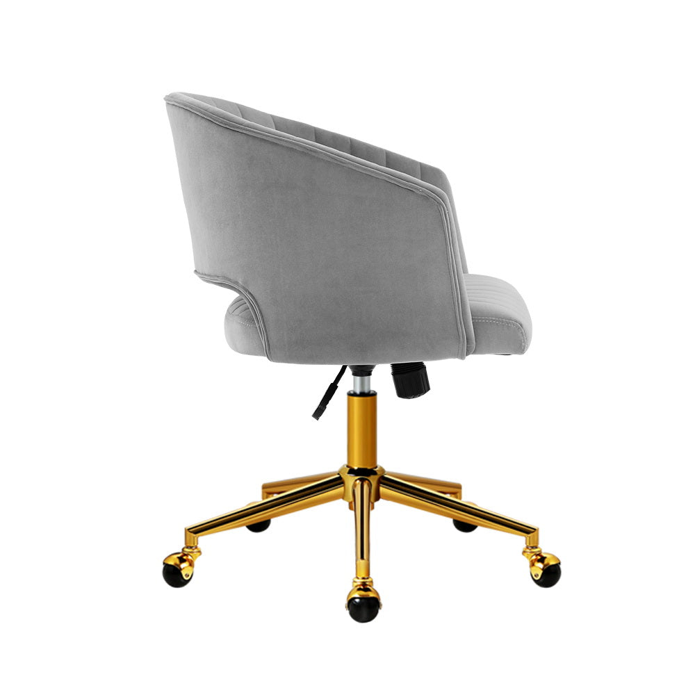 Velvet Office Chair Fabric Computer Chairs Adjustable Armchair Work Study Grey