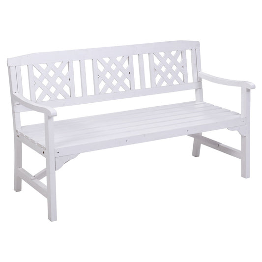 Gardeon Outdoor Garden Bench Wooden Chair 3 Seat Patio Furniture Lounge White