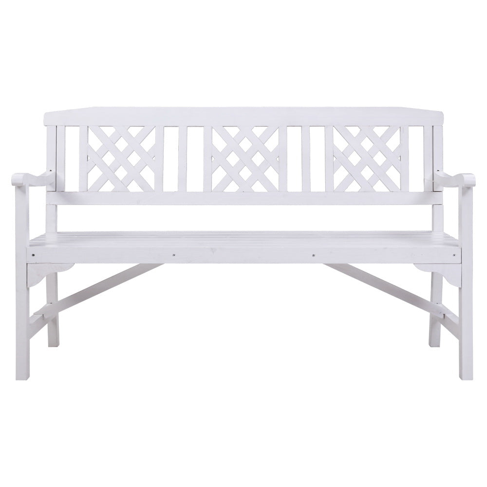 Gardeon Outdoor Garden Bench Wooden Chair 3 Seat Patio Furniture Lounge White