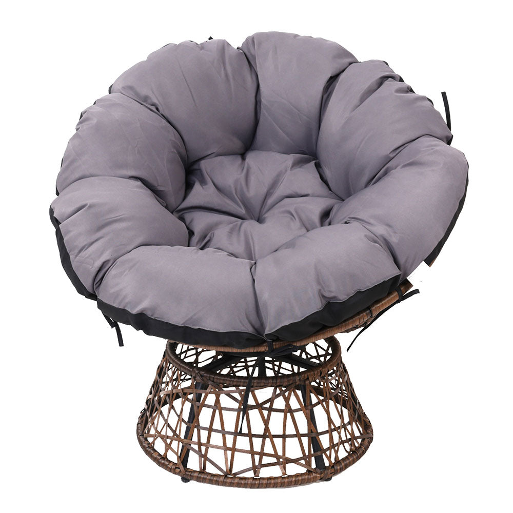 Gardeon Outdoor Chairs Outdoor Furniture Papasan Chair Wicker Patio Garden Brown