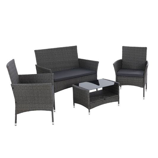 Gardeon 4 Piece Outdoor Dining Set Furniture Setting Lounge Wicker Table Chairs