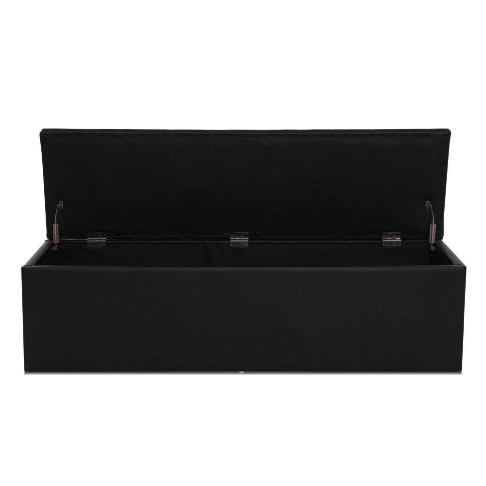 Artiss Storage Ottoman Blanket Box 140cm Leather Black