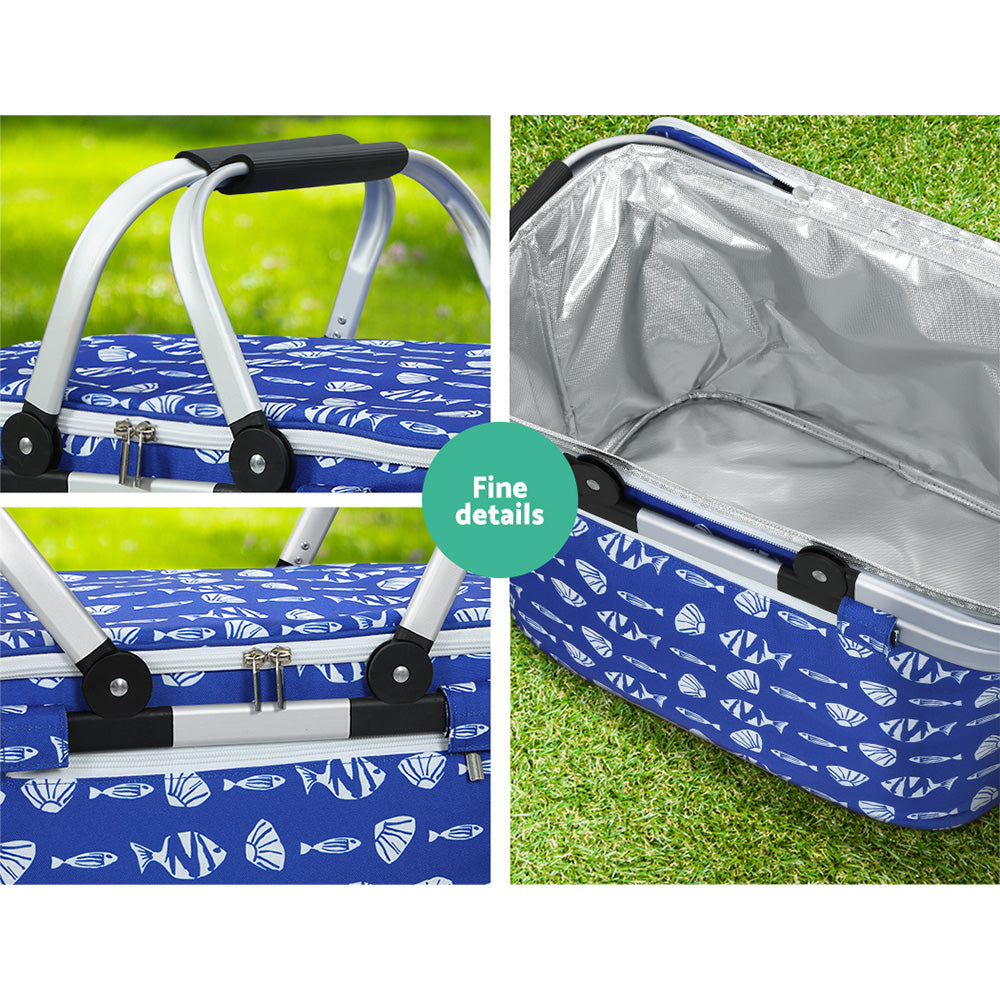 Alfresco Picnic Basket Folding Bag Hamper Food Insulated Cover Storage