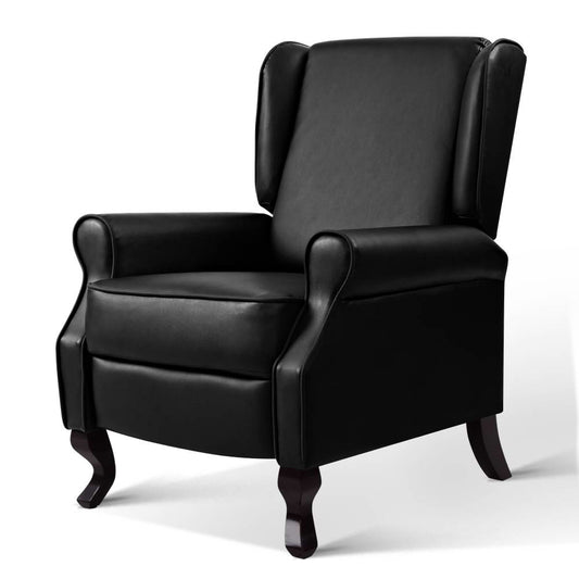 Artiss Recliner Armchair Black Faux Leather Domini