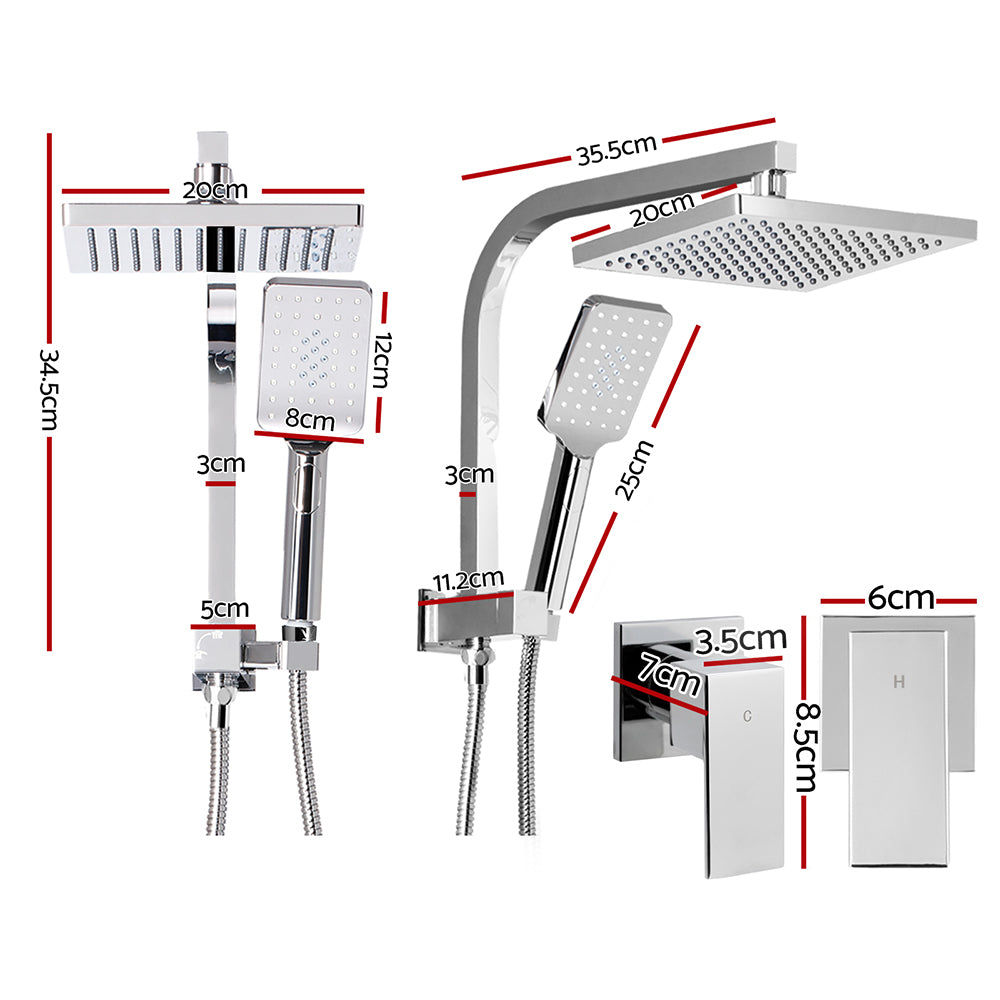 Cefito 8'' Rain Shower Head Set Handheld Round High Pressure wins Tap Chrome