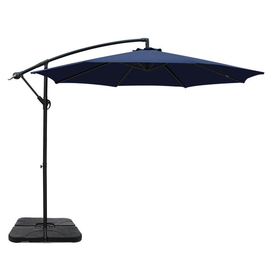 Instahut 3m Umbrella w/Base Outdoor Cantilever Beach Garden Patio Parasol Navy