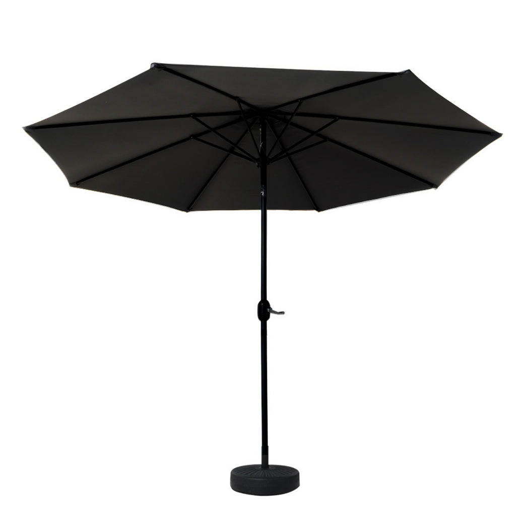 Instahut Outdoor Umbrella 3m Base Beach Pole Garden Tilt Sun Patio UV Black