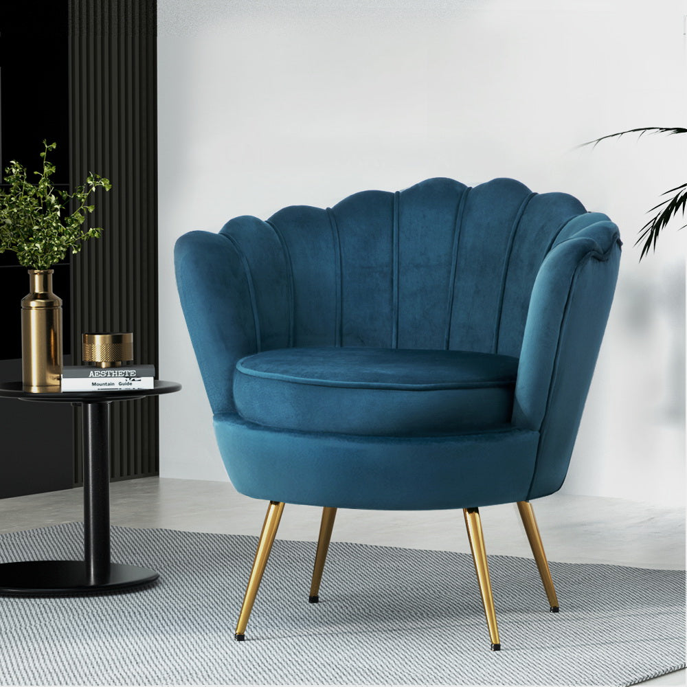 Artiss Armchair Velvet Blue Callista