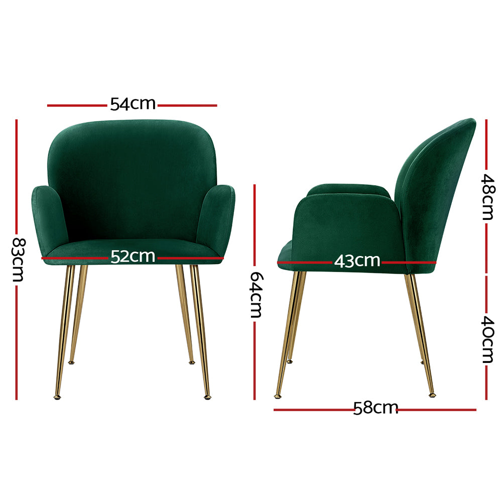 Artiss Dining Chairs Set of 2 Velevt Green Kynsee