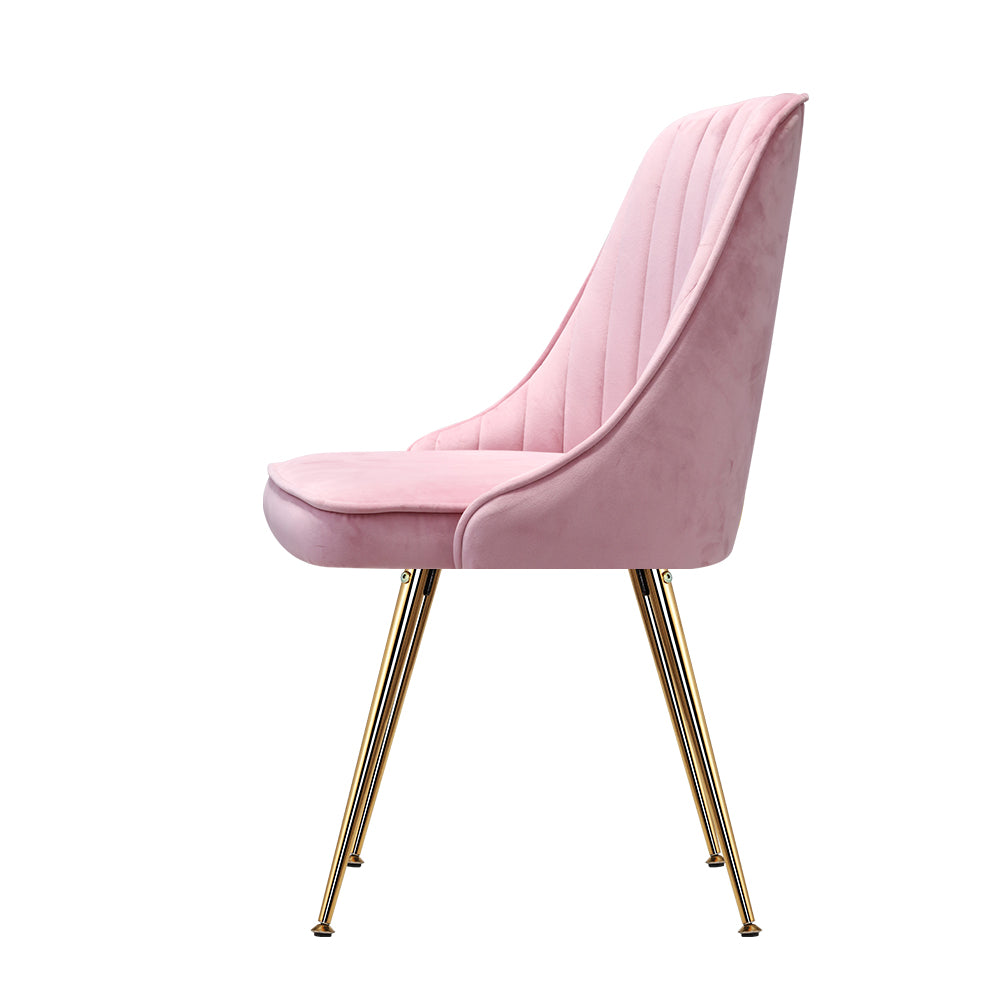 Artiss Dining Chairs Velvet Pink Set of 2 Nappa