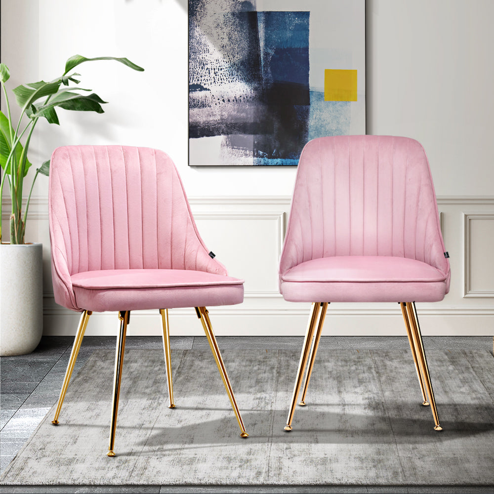 Artiss Dining Chairs Velvet Pink Set of 2 Nappa