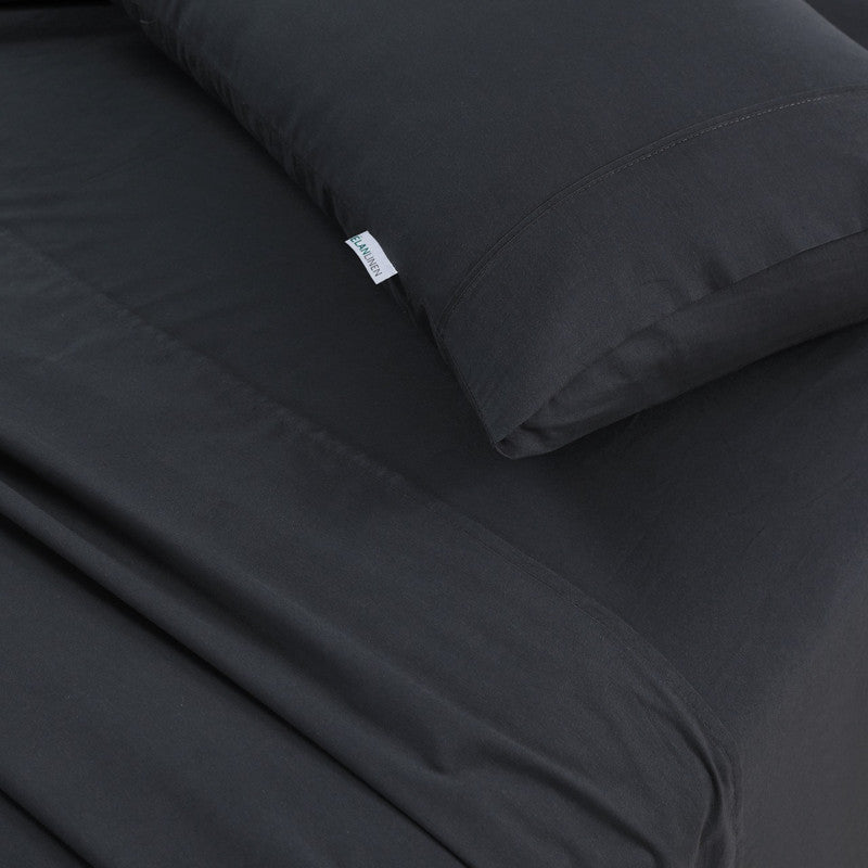 Elan Linen 100% Egyptian Cotton Vintage Washed 500TC Charcoal 50 cm Deep Mega Queen SIze Bed Sheets Set