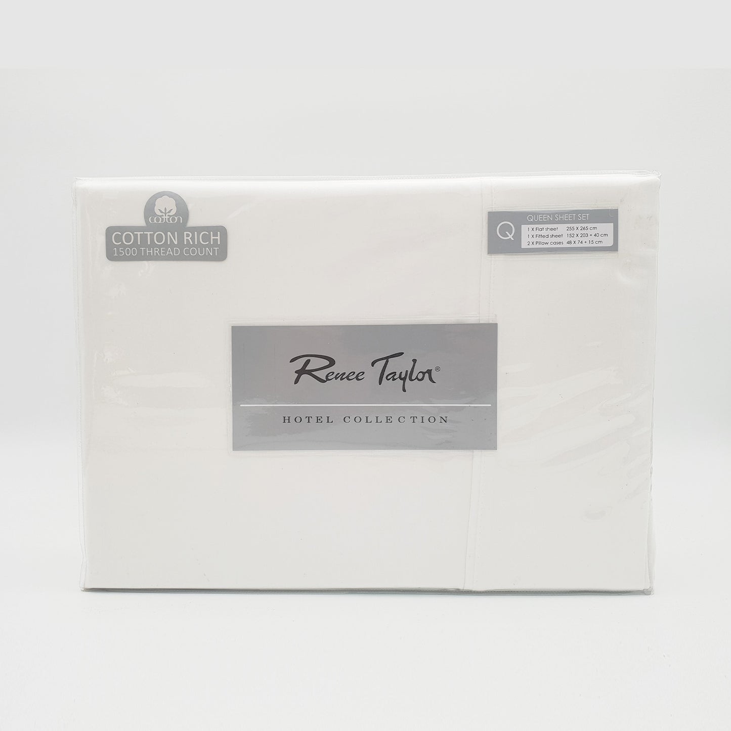 Renee Taylor 1500 Thread Count Pure Soft Cotton Blend Flat & Fitted Sheet Set White King