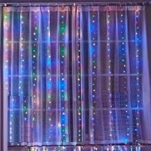 LED String Lights Curtain for Bedroom Wall Party, 8 Modes, USB Powered and IP64 Waterproof (3m x 3m)