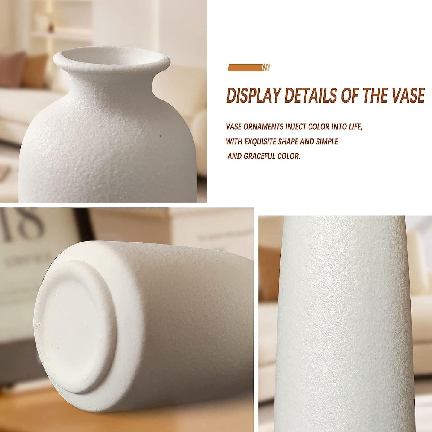 Ceramic Set of 3 Modern White Vases for Home D�cor