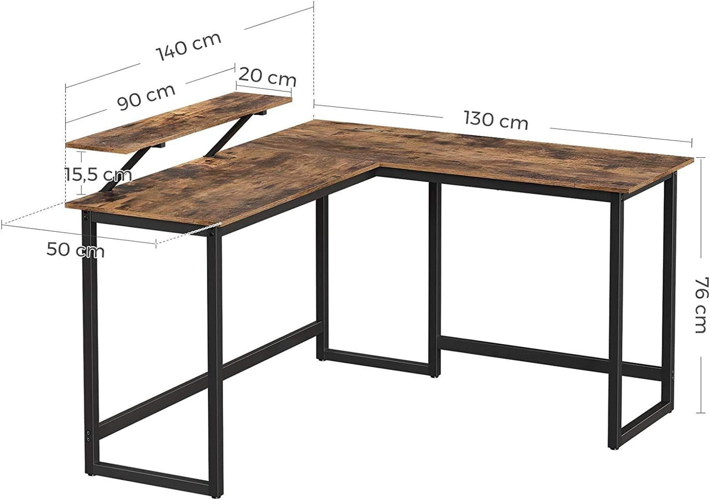 L-Shaped Computer Desk Industrial Corner