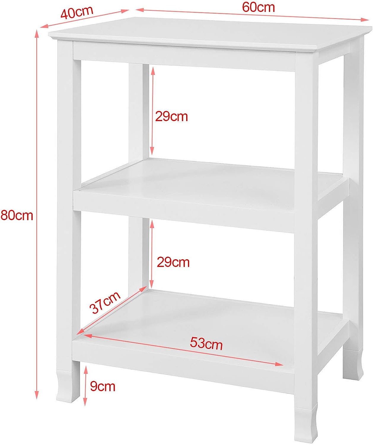 Console Table 3 Shelves, White