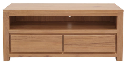 Amsterdam 2 Drawer Solid White Cedar Wood Entertainment Unit (Natural)