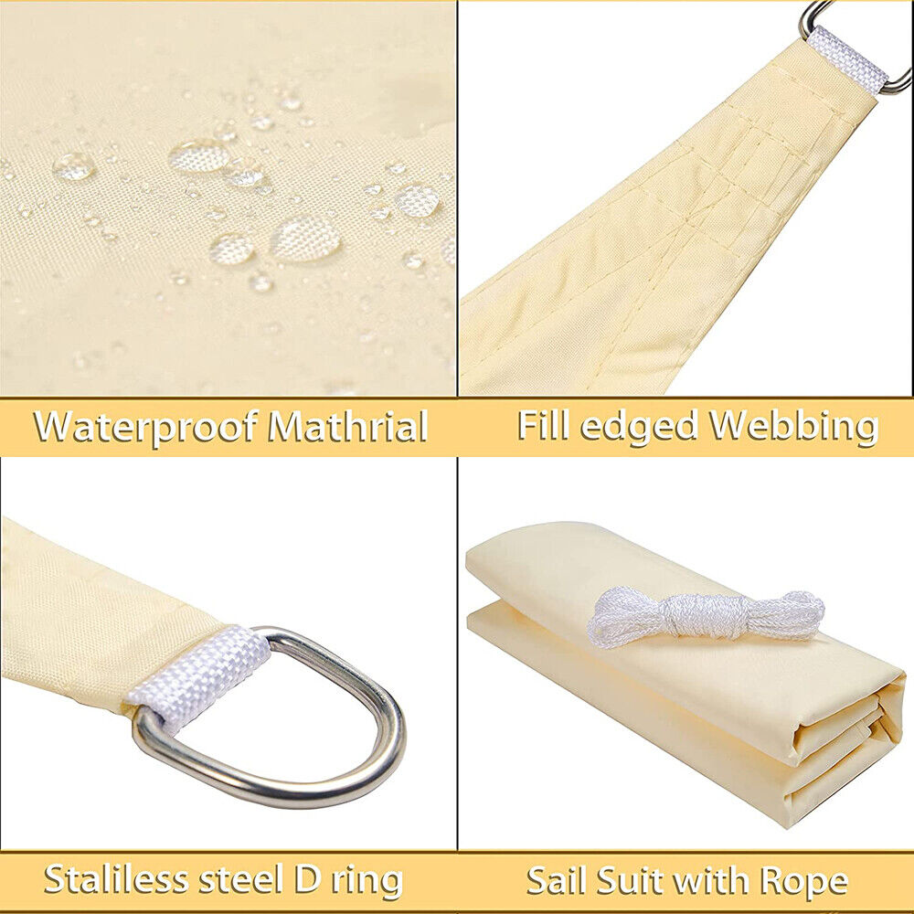 Waterproof Shade Sail Awning Cloth Rectangle Triangle Square Sand Sun Canopy AU