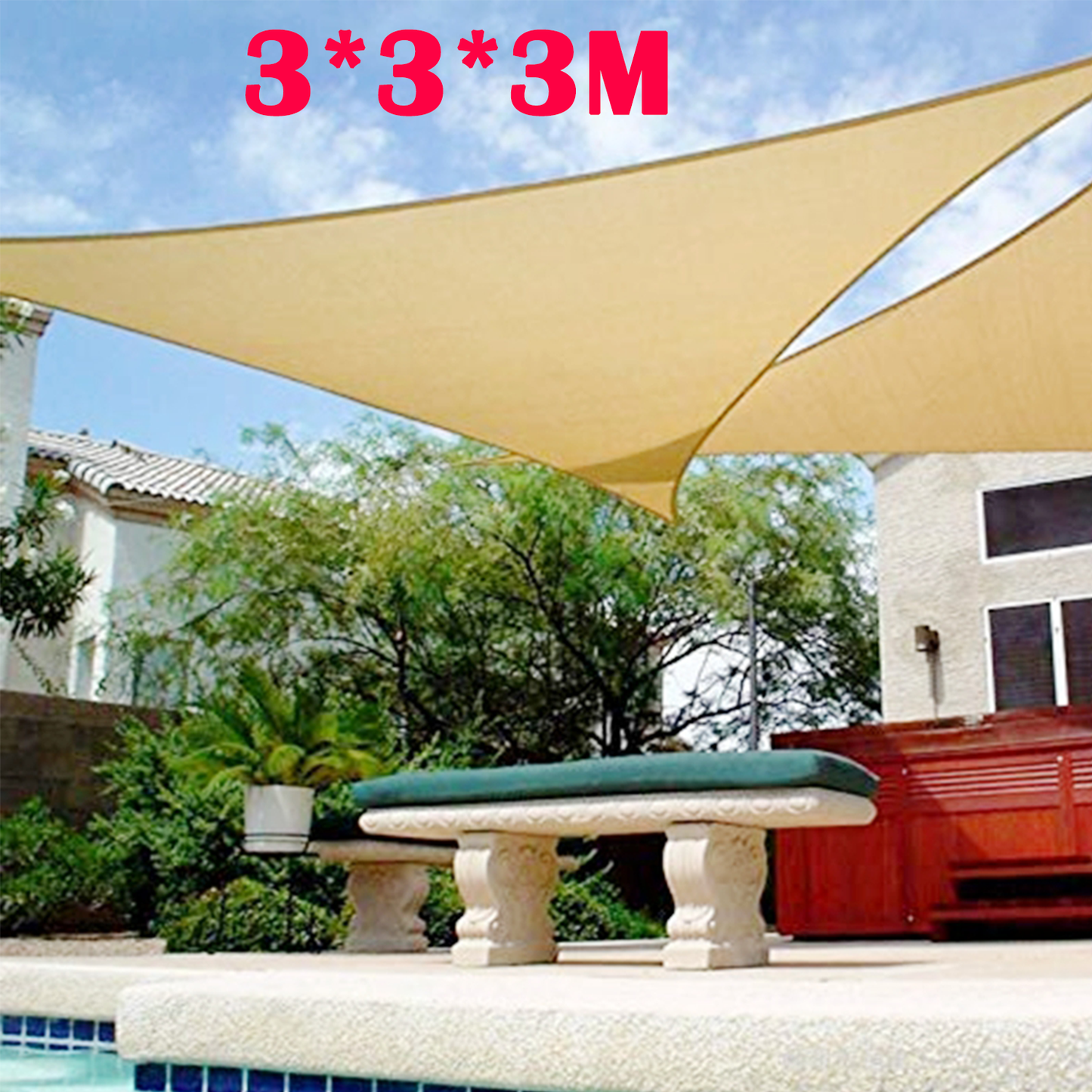 Heavy Duty Waterproof Sun Shade Sail Square Rectangle 320GSM HDPE 98% UV Block