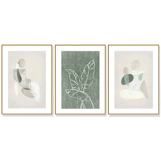 Wall Art 60cmx90cm Abstract body and leaves 3 Sets Gold Frame Canvas