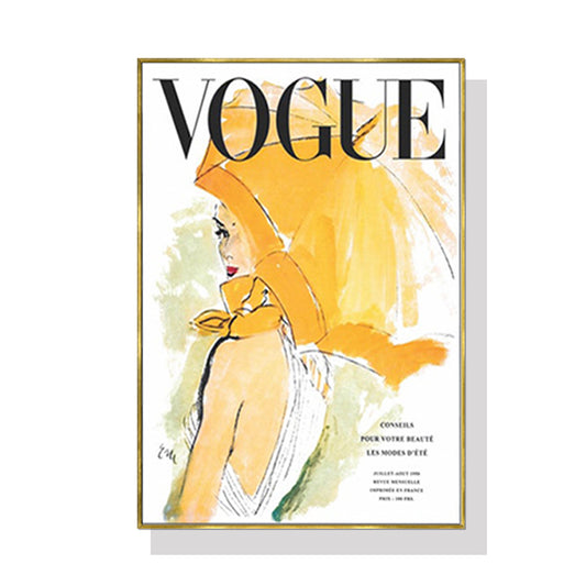 Wall Art 40cmx60cm Vogue Girl Gold Frame Canvas