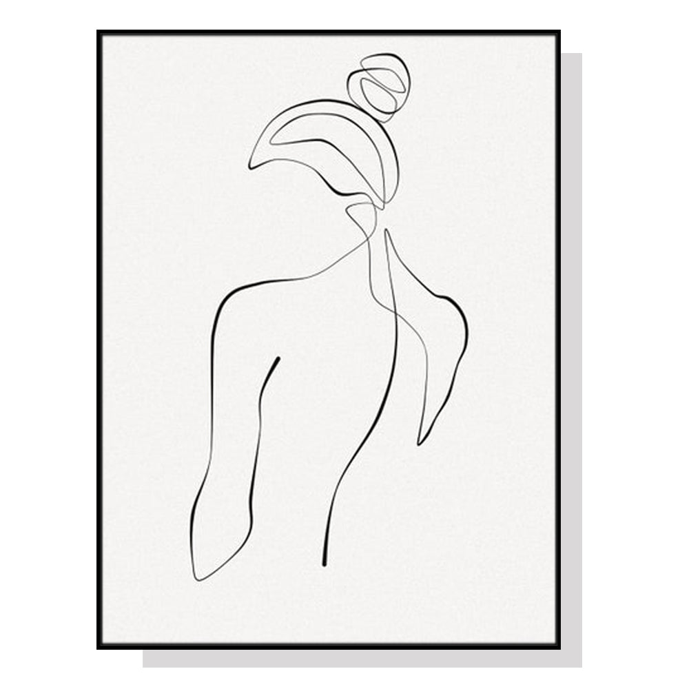 Wall Art 60cmx90cm Woman Back Line Art Black Frame Canvas