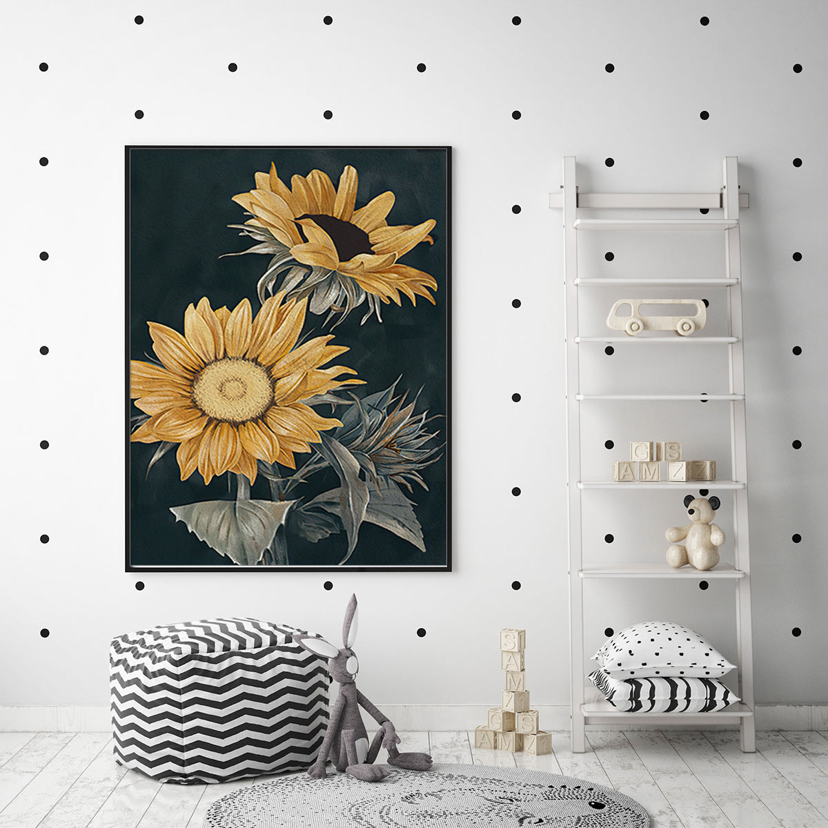 Wall Art 90cmx135cm Sunflowers Black Frame Canvas