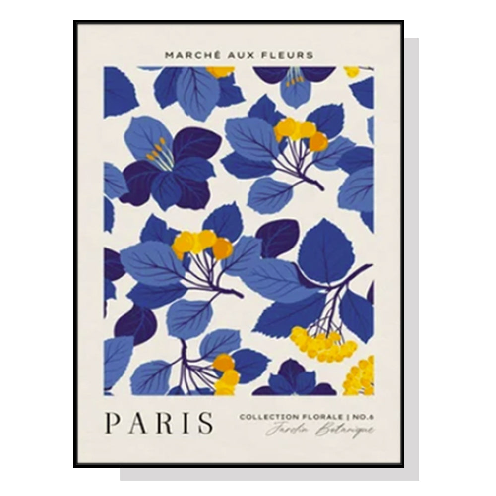 Wall Art 90cmx135cm Paris Flower Market Black Frame Canvas