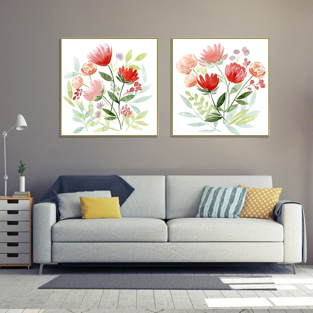 Wall Art 40cmx40cm Florals 2 Sets Gold Frame Canvas