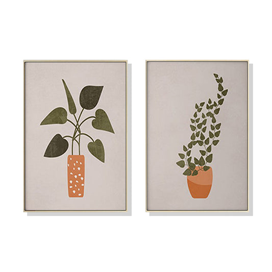 Wall Art 80cmx120cm Boho Botanical Art 2 Sets Gold Frame Canvas