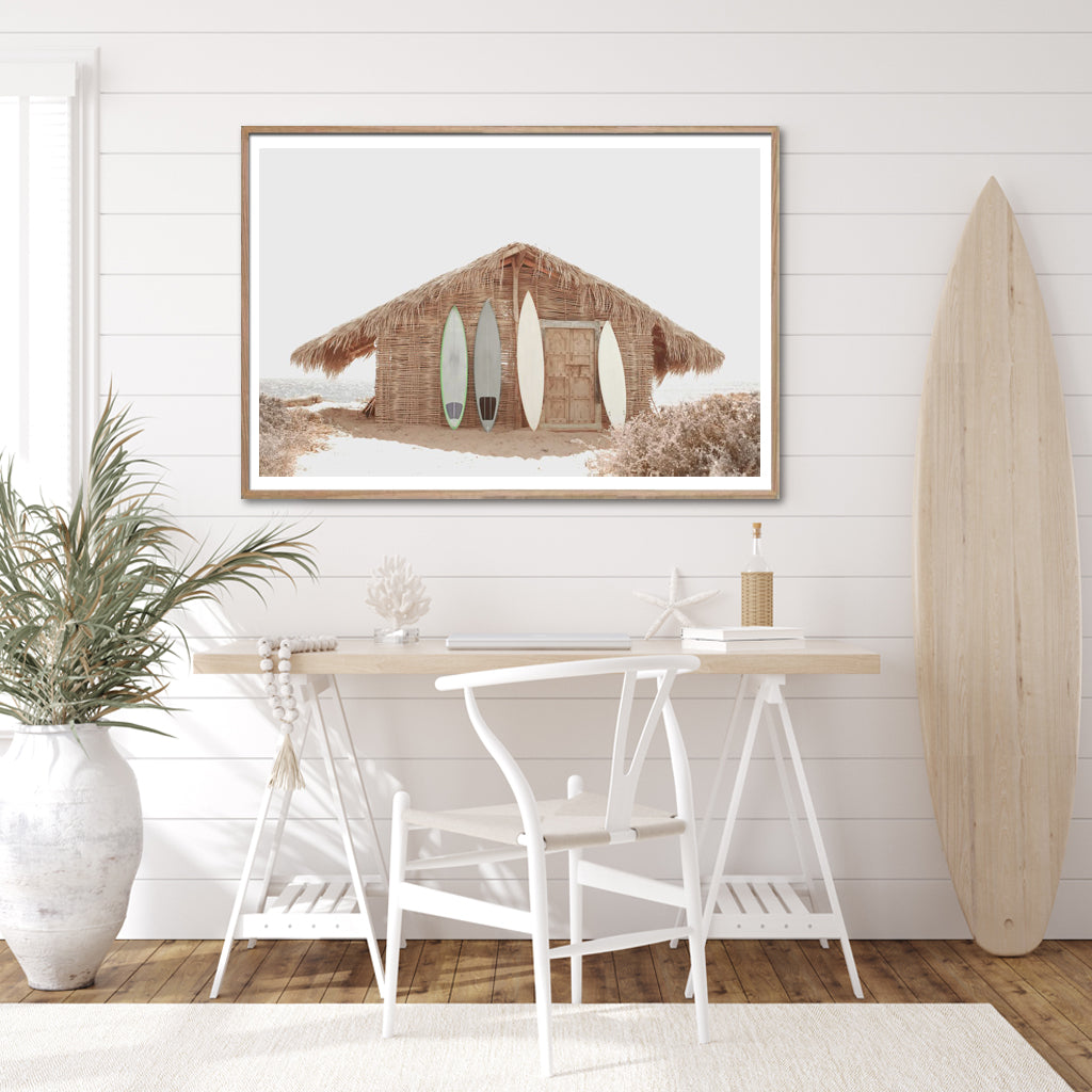 Wall Art 70cmx100cm Surf Cabin Wood Frame Canvas