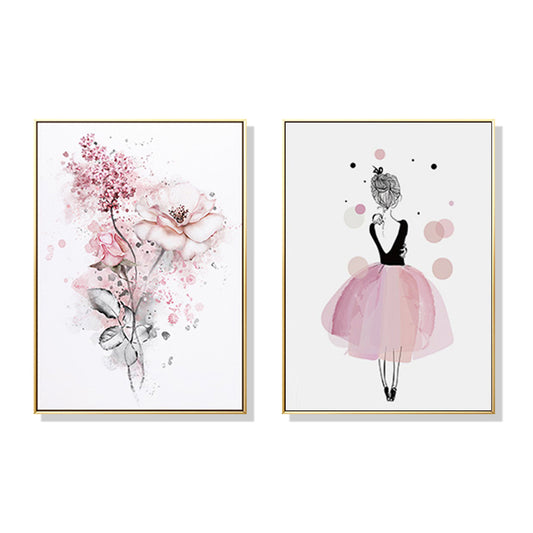 Wall Art 60cmx90cm Dancing Ballerina in Paris 2 Sets Gold Frame Canvas