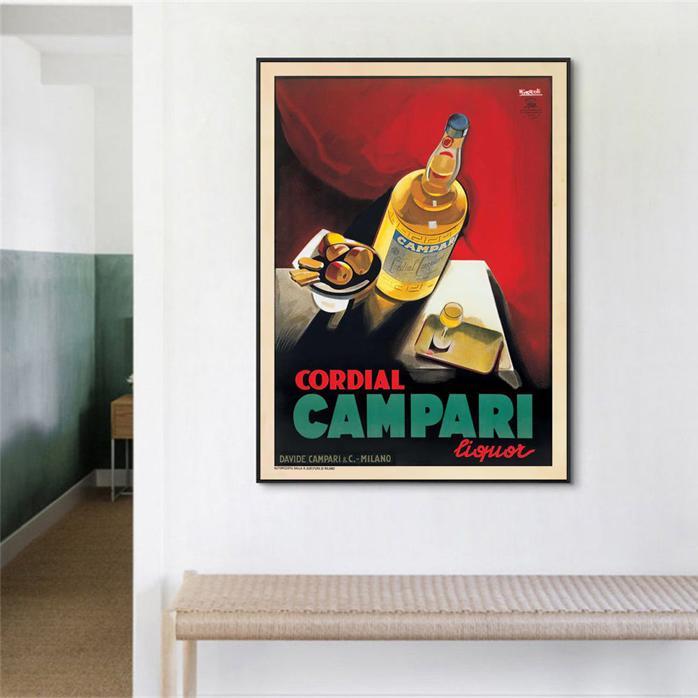 Wall Art 100cmx150cm Cordial Campari Liquor Black Frame Canvas