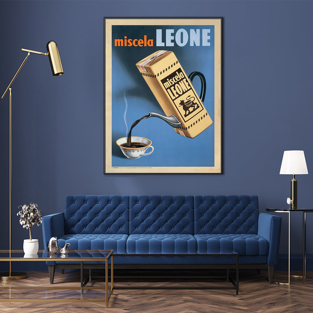 Wall Art 50cmx70cm Miscela Leone, 1950 Black Frame Canvas