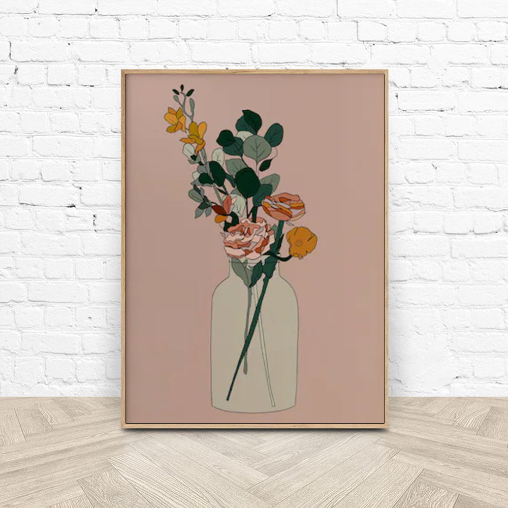 Wall Art 60cmx90cm Boho Floral Wood Frame Canvas