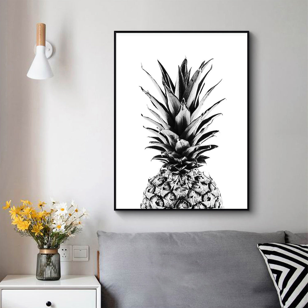 Wall Art 50cmx70cm Pineapple Black Frame Canvas