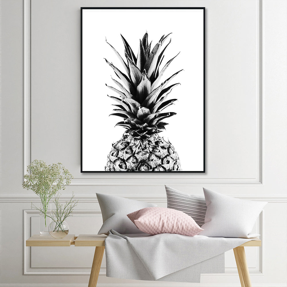 Wall Art 80cmx120cm Pineapple Black Frame Canvas