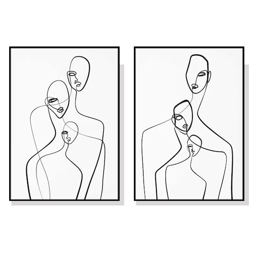 Wall Art 90cmx135cm Abstract Figures 2 Sets Black Frame Canvas