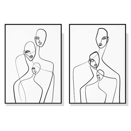 Wall Art 100cmx150cm Abstract Figures 2 Sets Black Frame Canvas