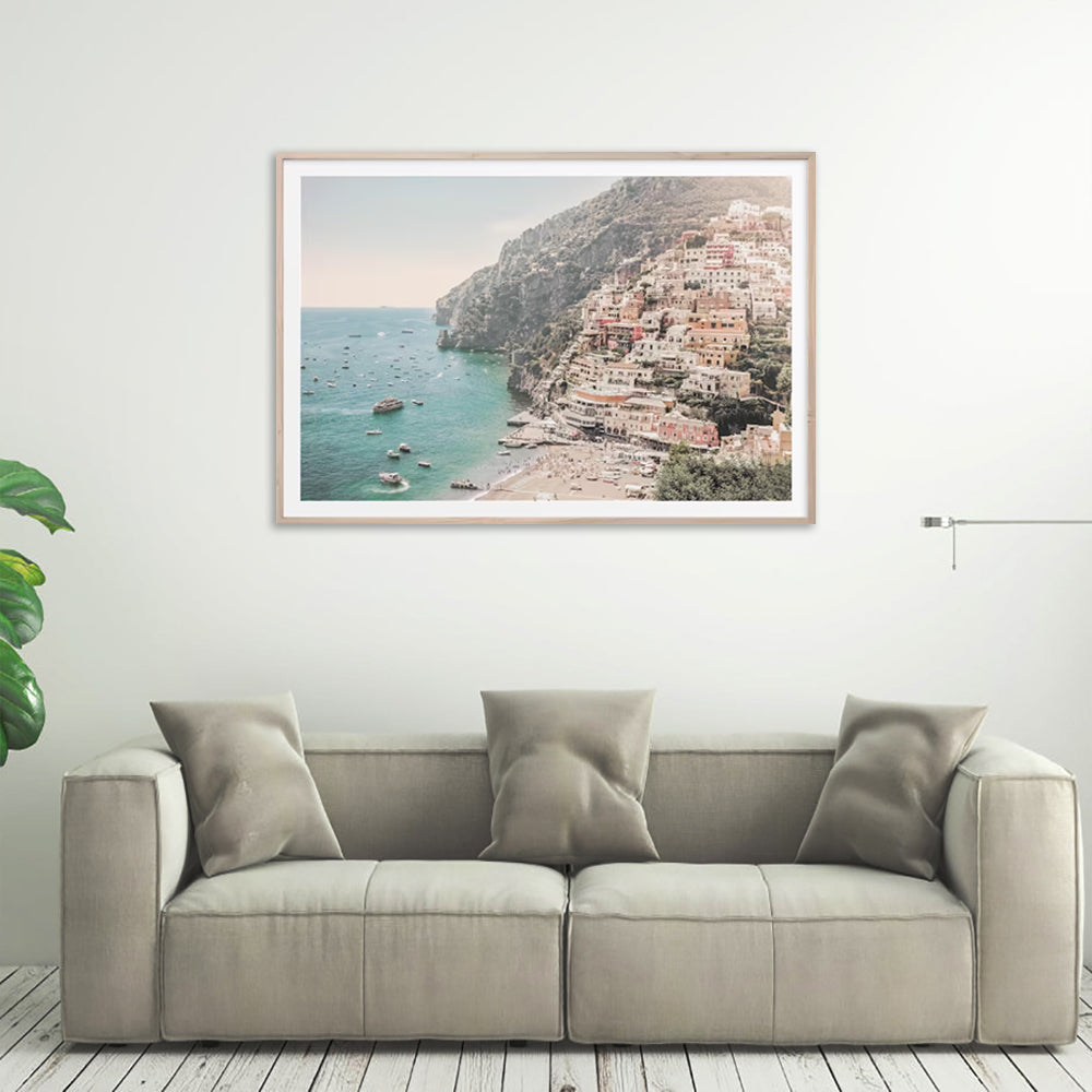 Wall Art 50cmx70cm Italy Amalfi Coast Wood Frame Canvas