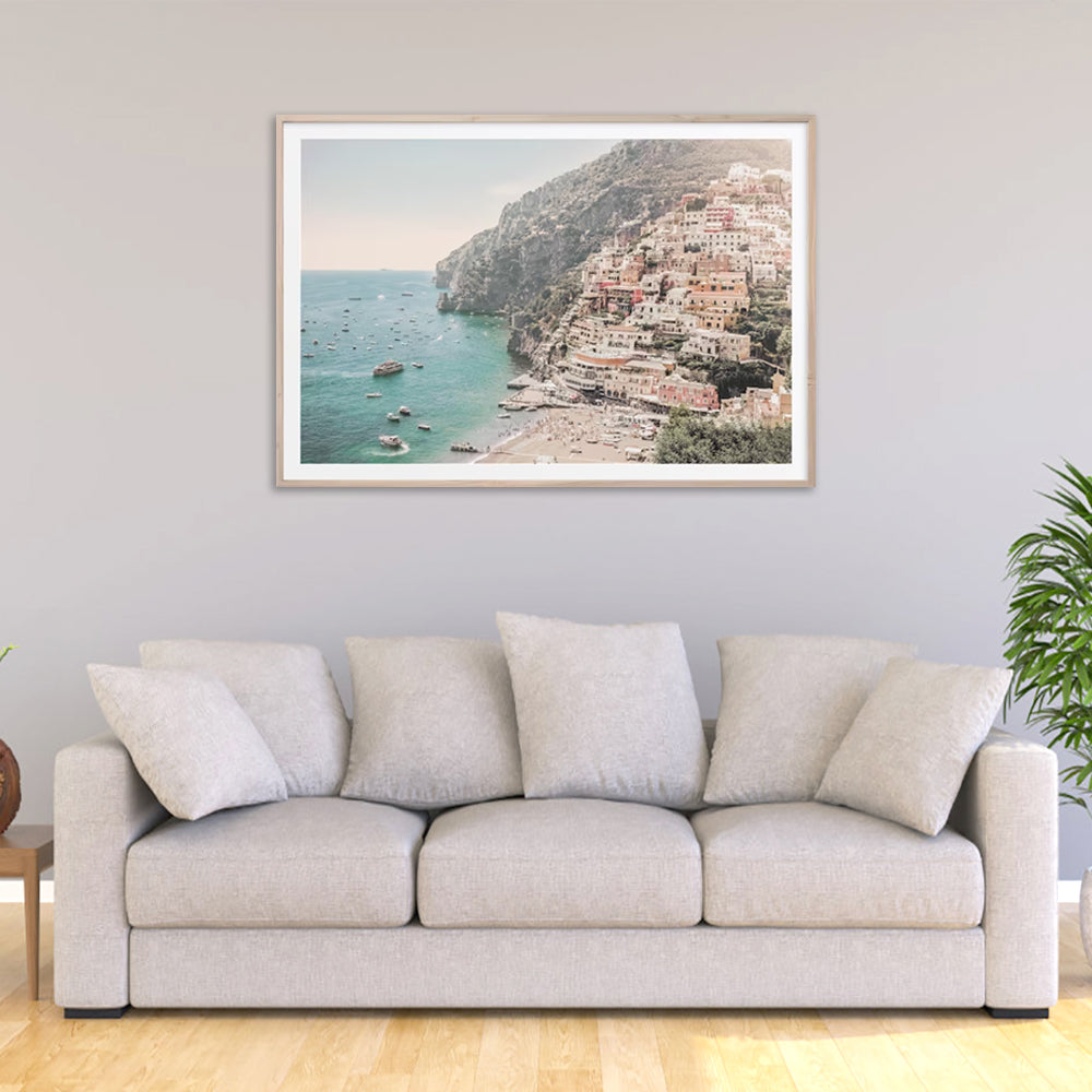 Wall Art 50cmx70cm Italy Amalfi Coast Wood Frame Canvas