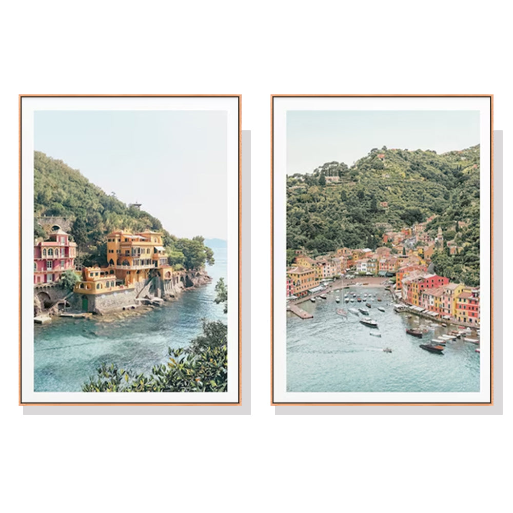 Wall Art 60cmx90cm Italy Coast 2 Sets Wood Frame Canvas